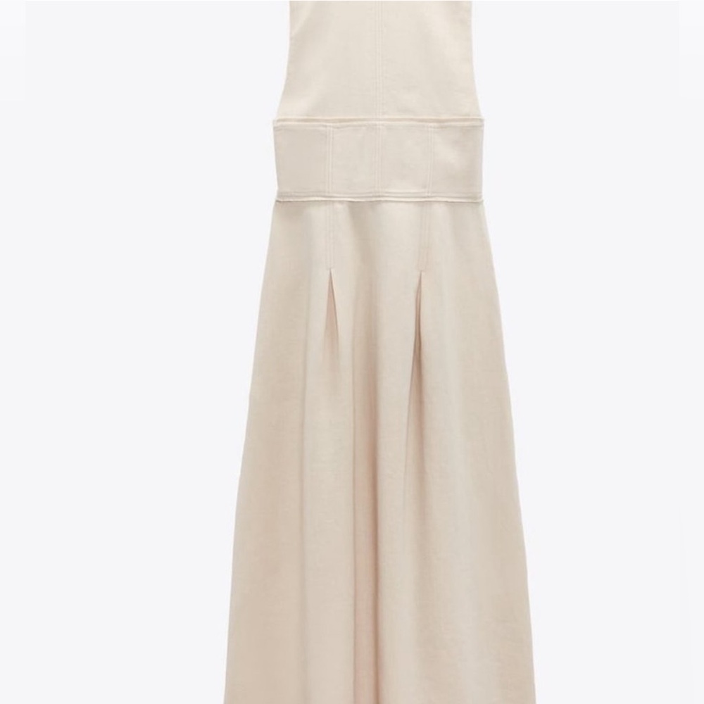 Zara Limited Edition Linen Cream Maxi Dress - Picture 7 of 10
